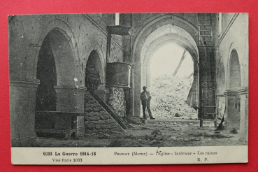 Ansichtskarte AK Prunay 1919 Eglise Intérieur ruines Frankreich France 51 Marne